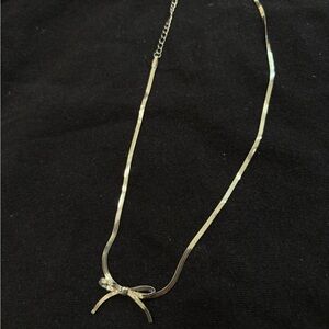Elegant Silver Bow Pendant Necklace - Women Jewelry